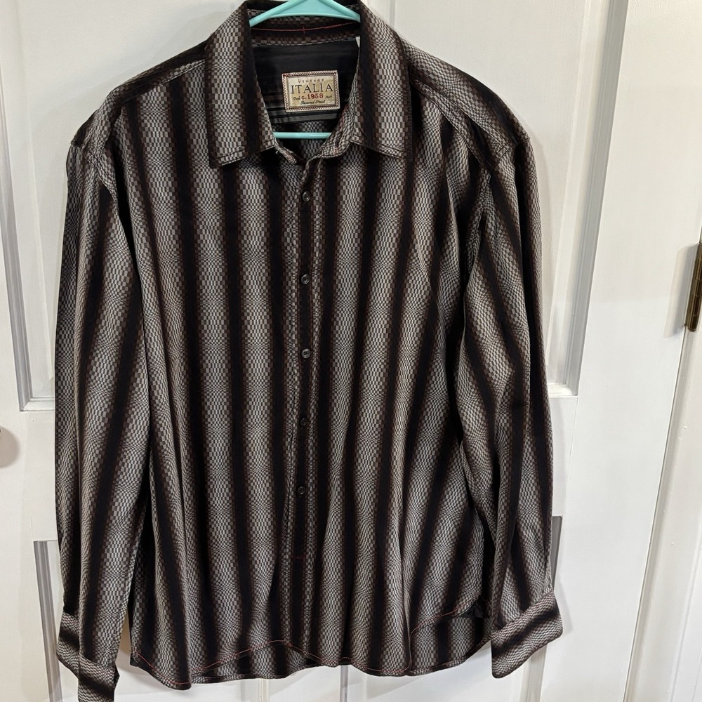 Vintage 1958 Italia XL Colorful Cuff Long Sleeve Men's Shirt